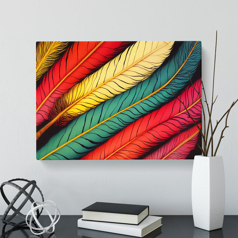 Colourful Bird Feathers Vol.1 - Wrapped Canvas, 50cm H x 76cm W x 3cm D