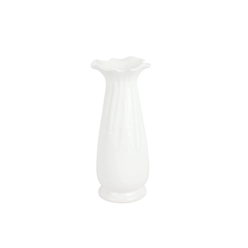 Ondulata Handmade Terra Bianca Vases, White, 8.25" H x 7.75" W x 7.75" D