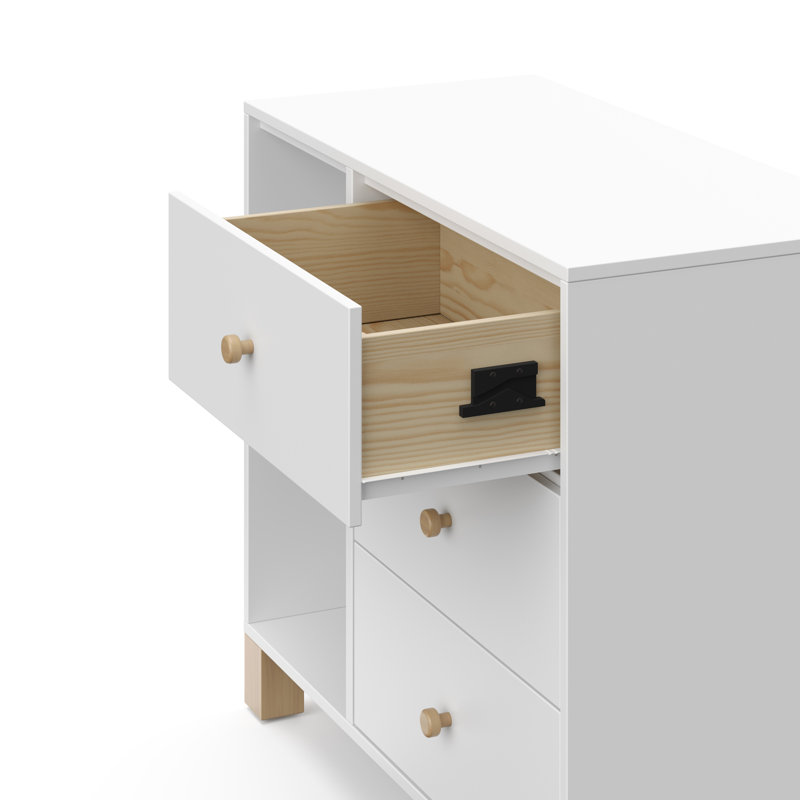 California 3 Drawer Combo Dresser, White