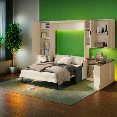 Multifunctional Beds With Storage, Wood Mdf Modern Murphy Bed For Small Home
