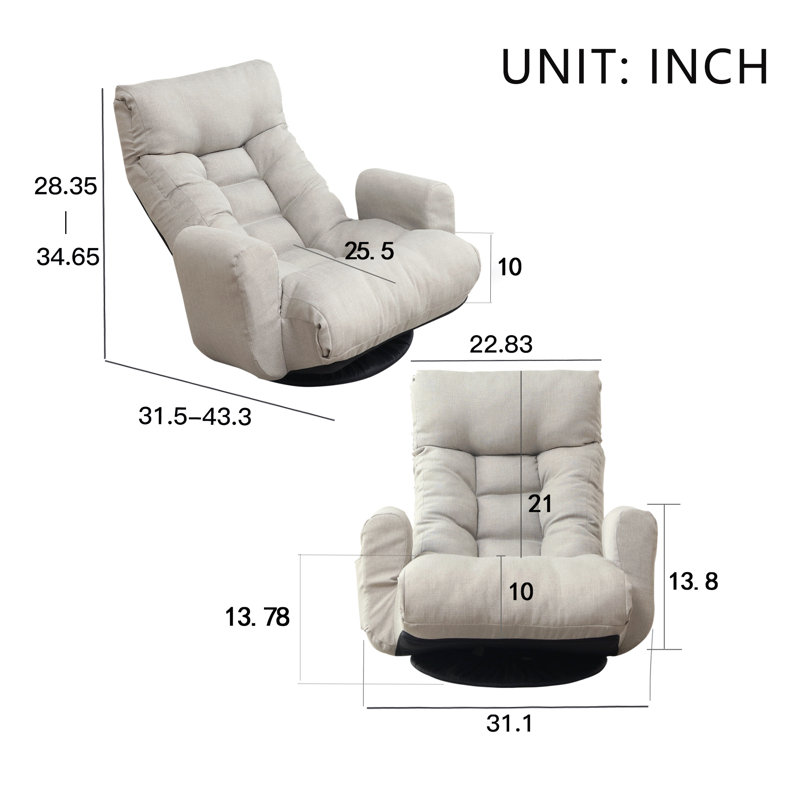 Trule Adjustable Reclining Ergonomic Swiveling Floor Game Chair, Gray