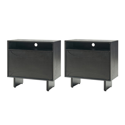 Myhanh 28" Tall 2-Drawer End Table with Built-In Ports and Compartmentalized Drawers