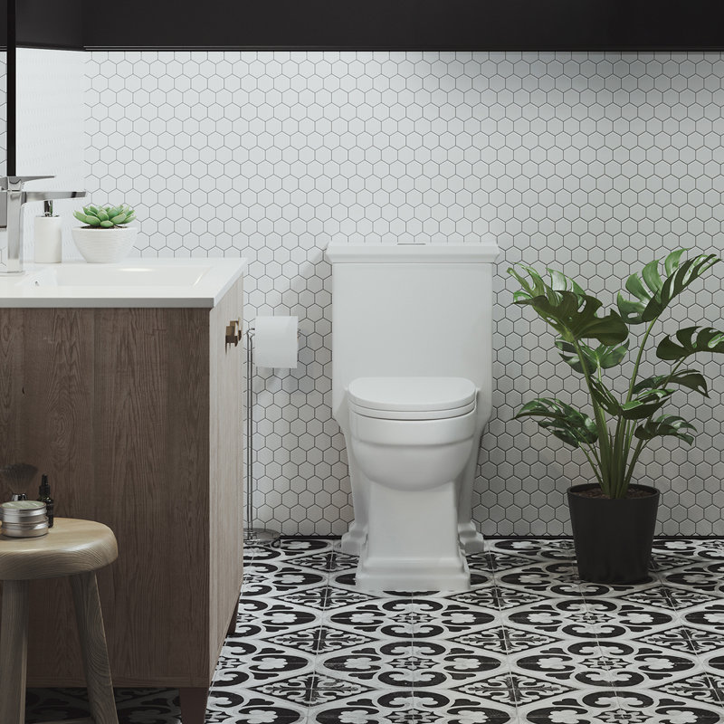 Toilette allongée une pièce à double chasse Voltaire 1,1 / 1,6 gpf, Haut, Blanc lustré