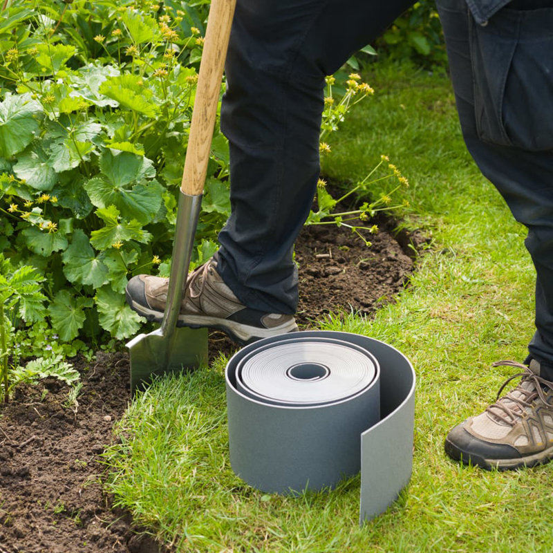 Nature Garden Border Edging, Grey, 15cm H x 1000cm W x 0.3cm D