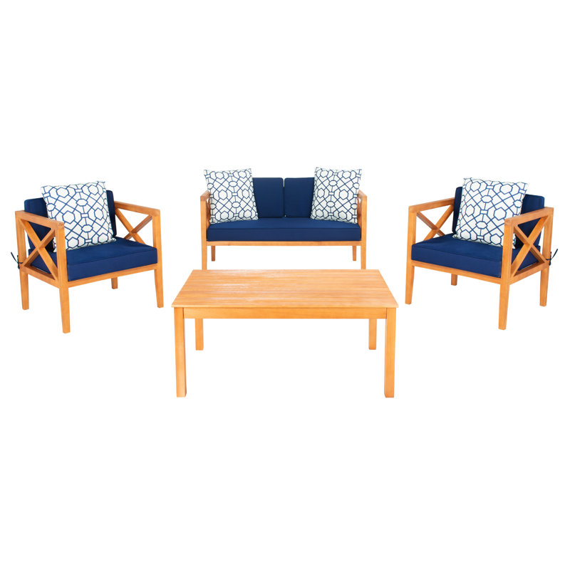 Mondovi Eucalyptus 4 - Person Patio Conversation Set with Cushions, Natural