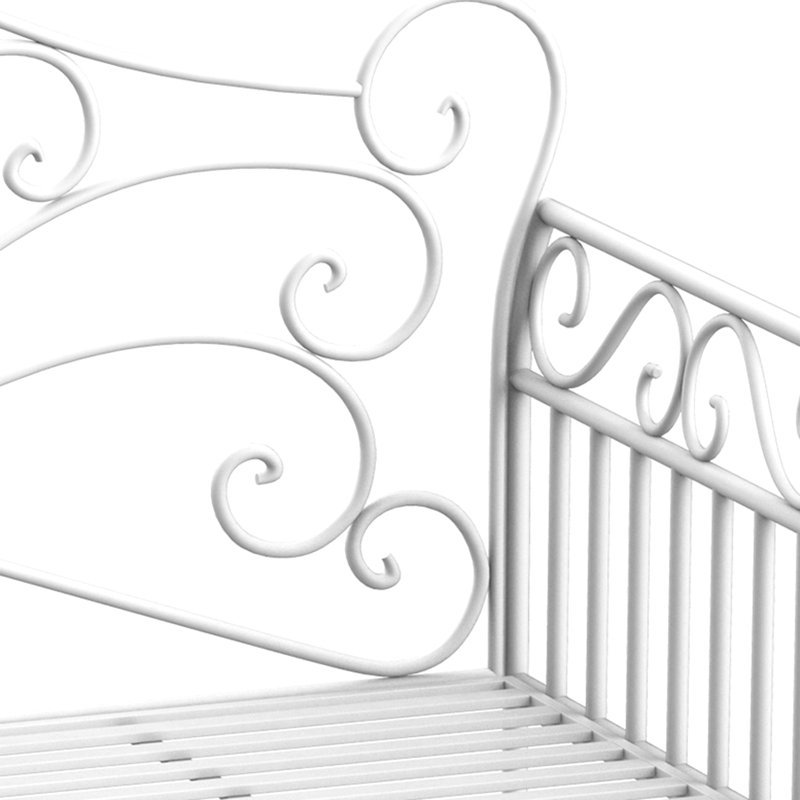 Banc de jardin 43 po, banc de patio extérieur avec accoudoirs, banc de véranda en métal pour la cour, la piscine, la pelouse