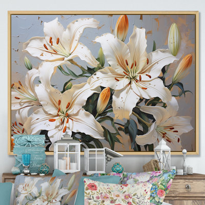 «Beige Lilies Simple Tranquility» sur impression sur toile