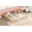 Lit double simple au sol avec clôture, garde-corps, sans porte, naturel-81890642