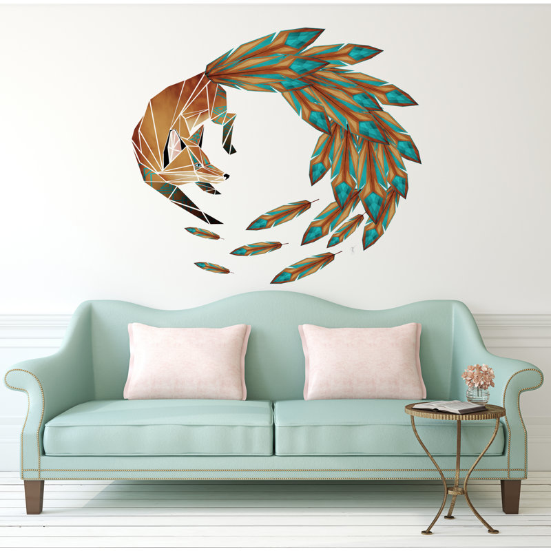 Décalcomanie murale renard polygonal, H 33 po x l 33 po