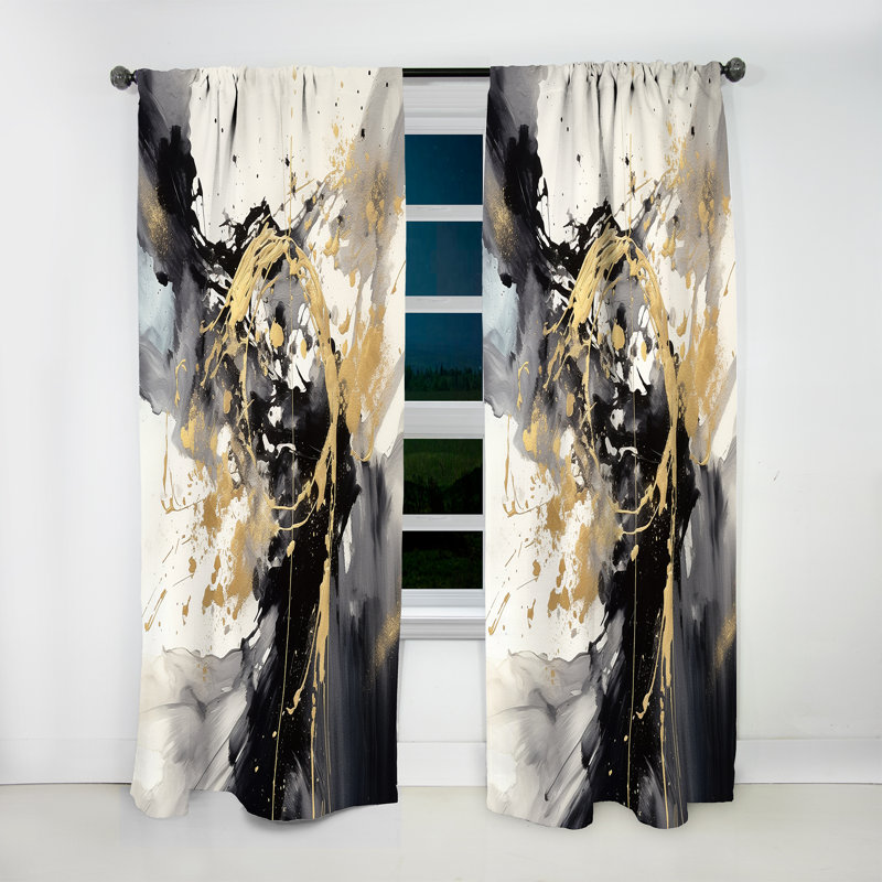 Gavivi - Exploring The Depths Of Gold Marble I - Modern Velvet Curtain - Room Darkening - 1 panel, 52" W x 84" L