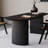 Black Oval Solid Wood Dining Table-108073091