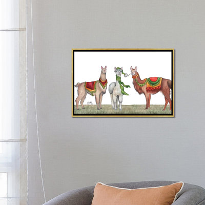 «Christmas Llamas» par Elizabeth Medley - reproduction d'art