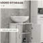 Armoire de salle de bain, meuble-lavabo piédestal avec tablette réglable, blanc