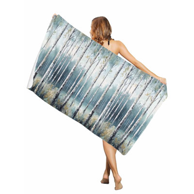 Retro Forest Tree Plant Beach Towel Oversized Pool Towels,Quick Dry Absorbent Large Beach Blanket Soft Sand Free Bath Towel, 30 x 60 inAnd a canvas bag with the same printed beach towel will be given as a gift
