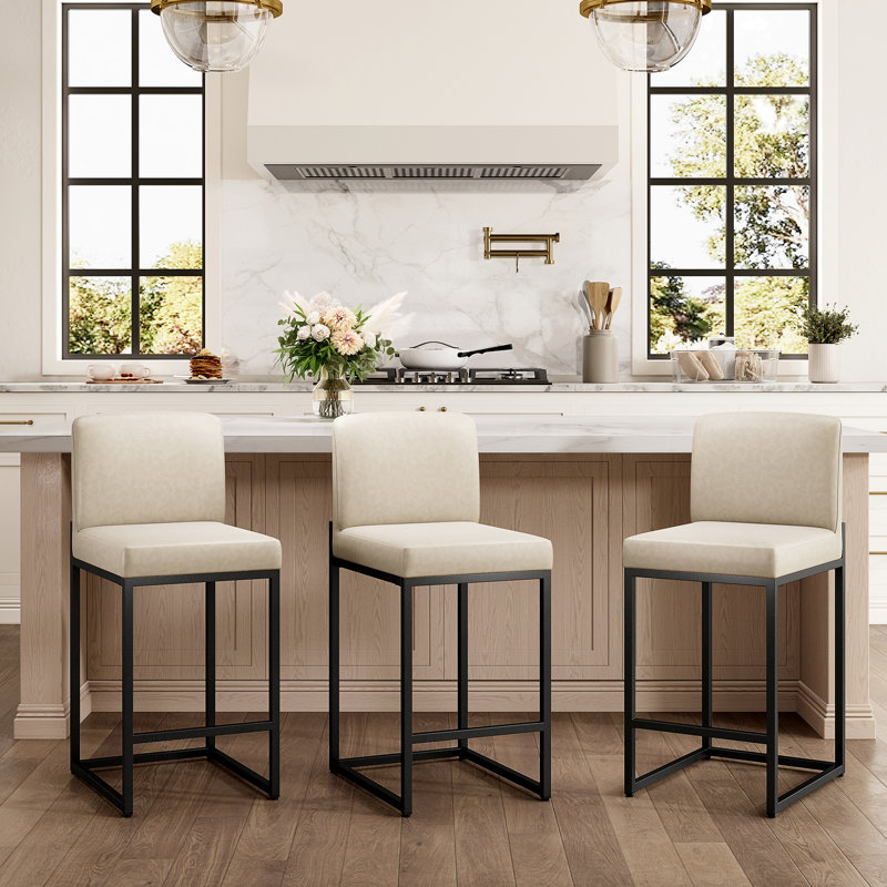 Tabouret de comptoir Catharinus, Blanc gris