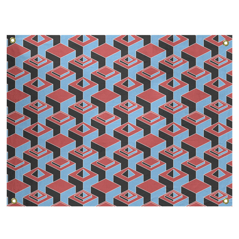 Jordao Polyester Tapestry, 26" H x 36" W, Red/Teal