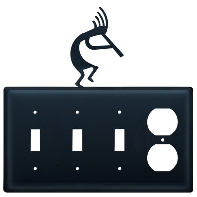 Kokopelli 4-Gang Duplex Outlet / Toggle Light Switch Combination Wall Plate