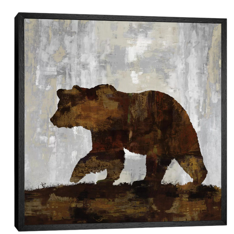 Bear by Carl Colburn - Print on Canvas, 66.04 cm H x 66.04 cm W, Black Floater Framed