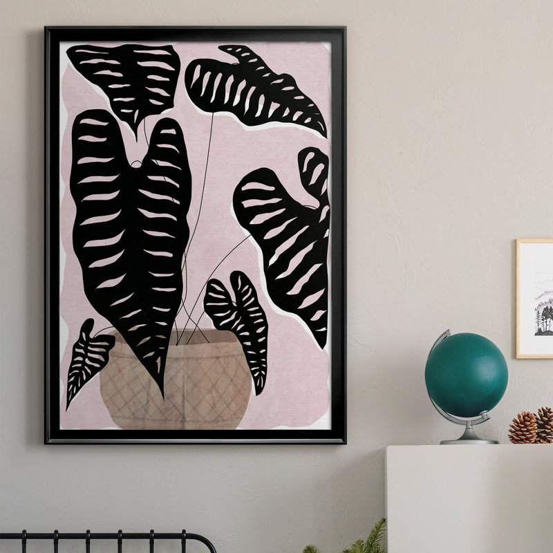 Plante en pot II - peinture sur toile encadrée, Noir, H 26,5 po x l 36,5 po x P 1,5 po