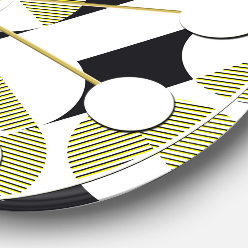 Horloge murale circulaire rétro rétro géométrique II - Mid-Century, Petit, Noir