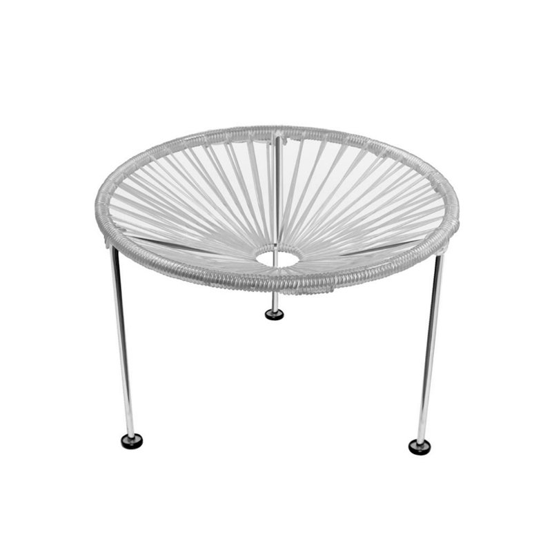 Zicatela Indoor Handmade Coffee Table, Chrome, Clear