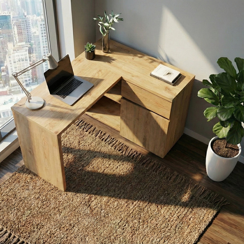 Hollice L-Shaped Writing Desk, Montana Oak
