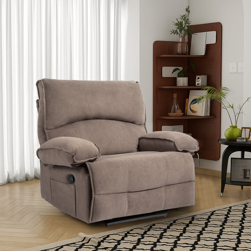 Oversized Recliner Chair with Adjustable Backrest and Footrest, Upholstered Lounge Chair with Side Pocket – Supports up to 350 lbs
