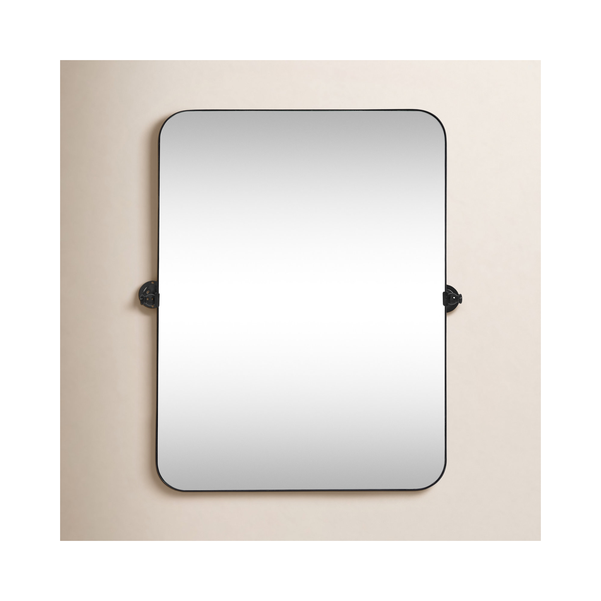 Qualls Metal Rectangle Wall Mirror, 36" H x 24" W, Black