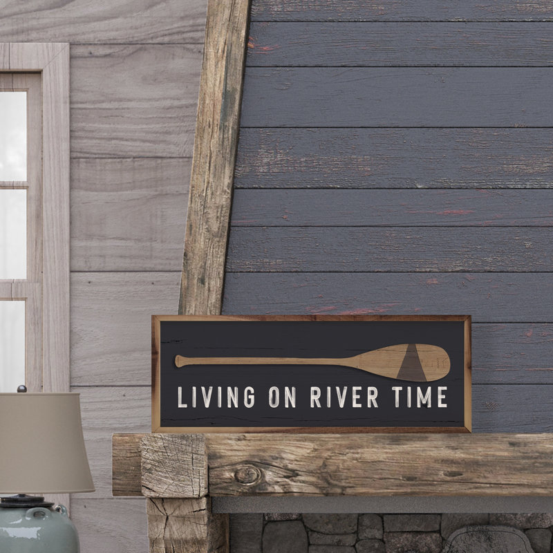 Living On River Time Oar - gris, L 48 po x H 16 po