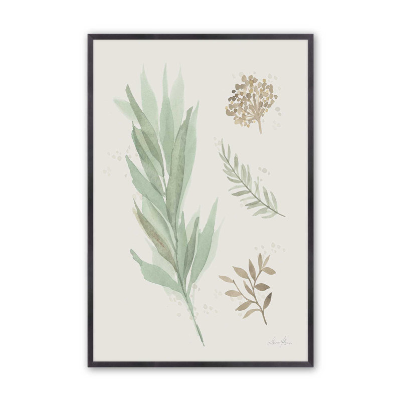 «Earthy Greens in Bloom I», Cadre de coin ouvert en zinc patiné, H 15,25 po x l 12,25 po