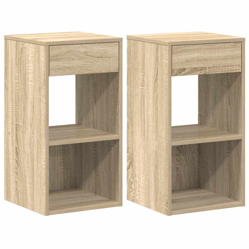 Rontavius 35cm W Manufactured Wood Bedside Table, Sonoma Oak, Set of 2