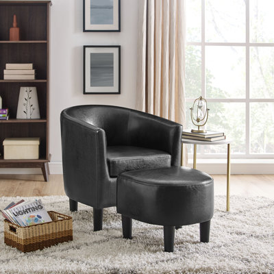 Aldayshein Upholstered Barrel Chair with Ottoman