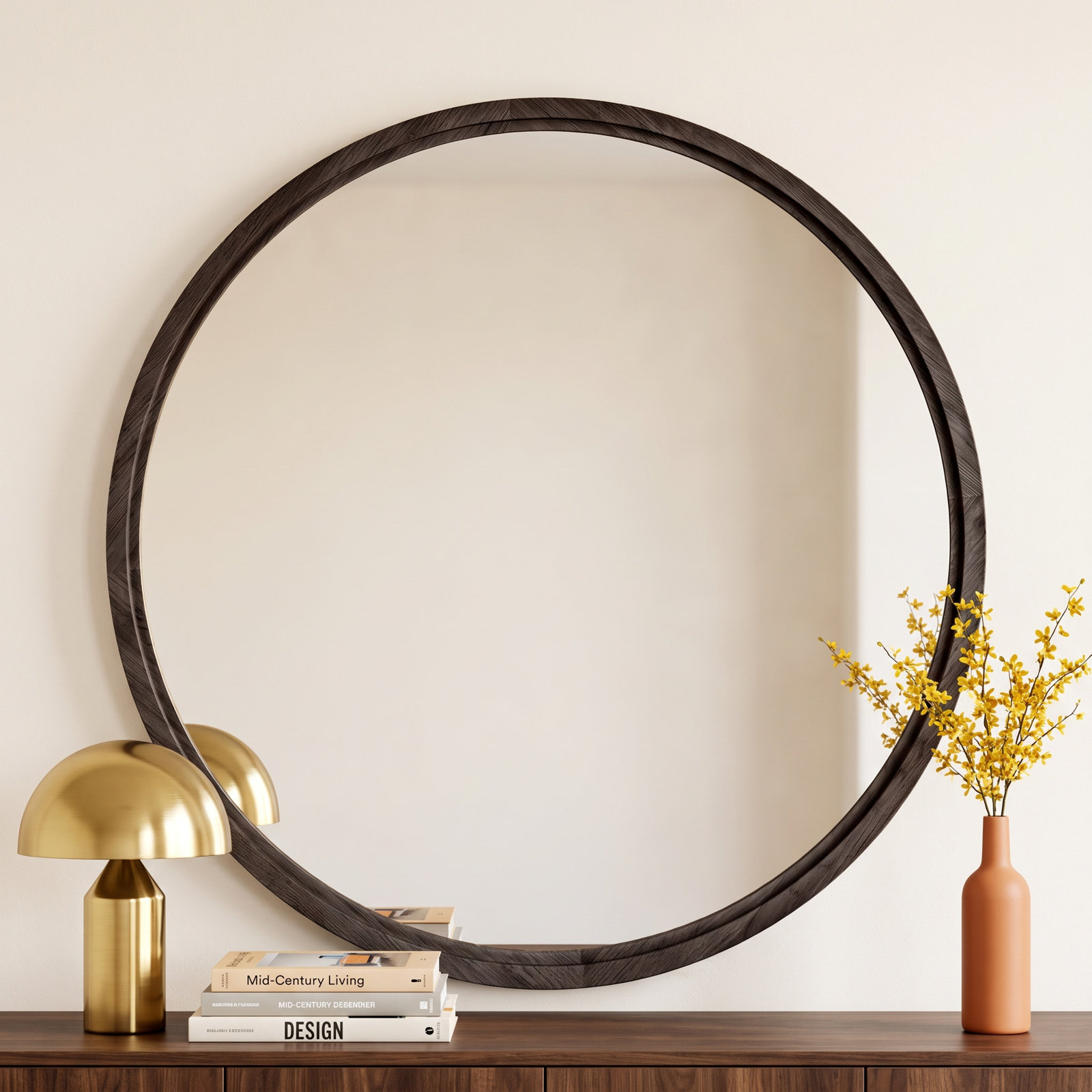 Scotty Round Mirror, Black