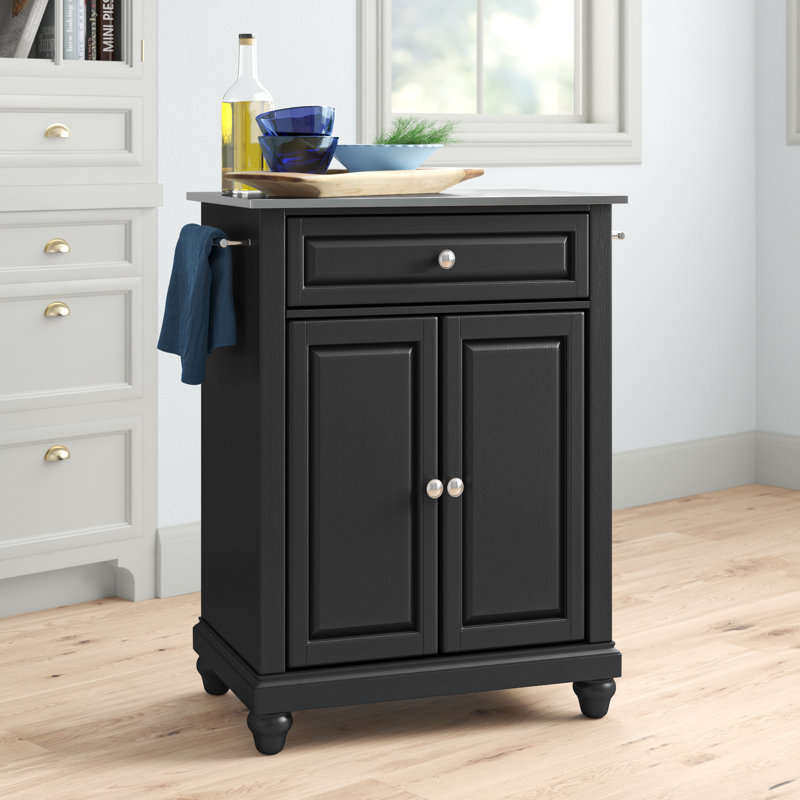 Chariot de cuisine avec plateau en acier inoxydable Hedon, Noir