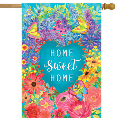 Floral Home Sweet Home Spring House Flag