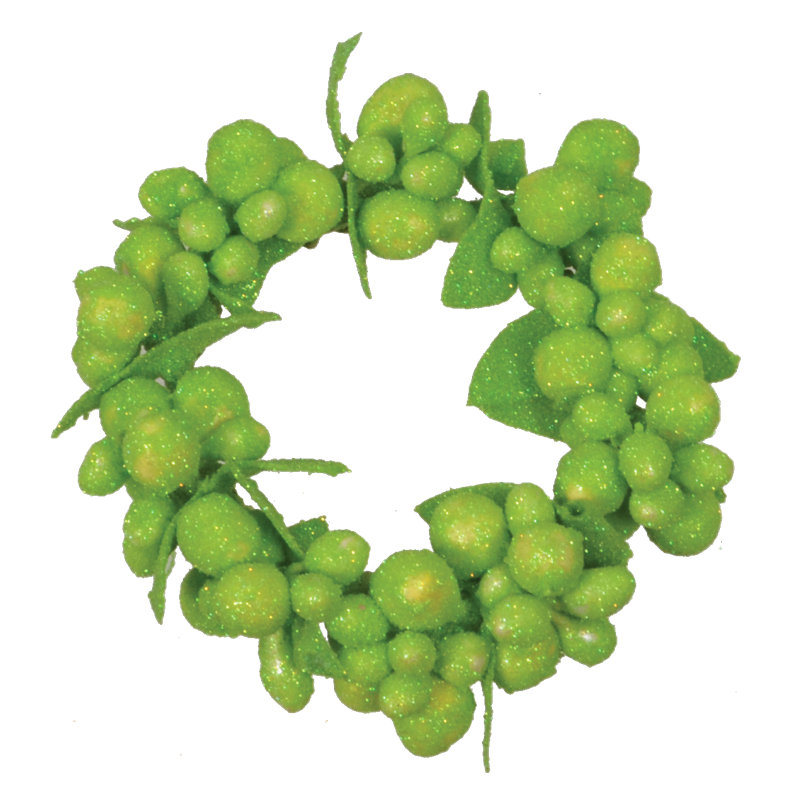 Couronne à baies mixtes paillettes, H 2,5 po x l 2,5 po x P 1,5 po, Vert