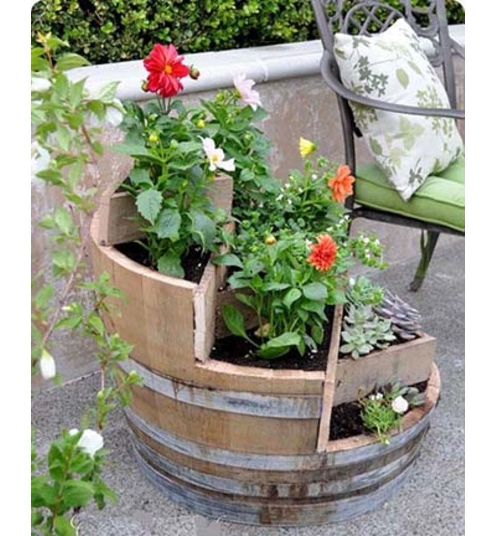 Wood Barrel Planter MGP