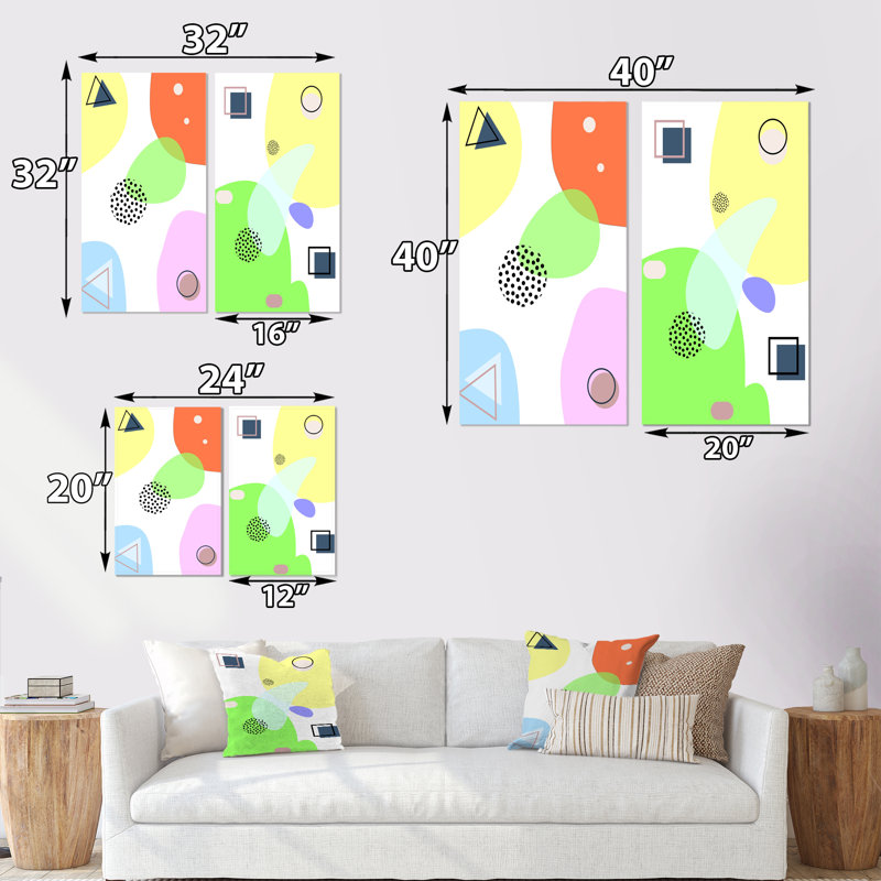 Mid-Century Scandiavian Geometrics I - ensemble de 2 reproductions, Toile tendue, H 20 po x l 24 po x P 1 po