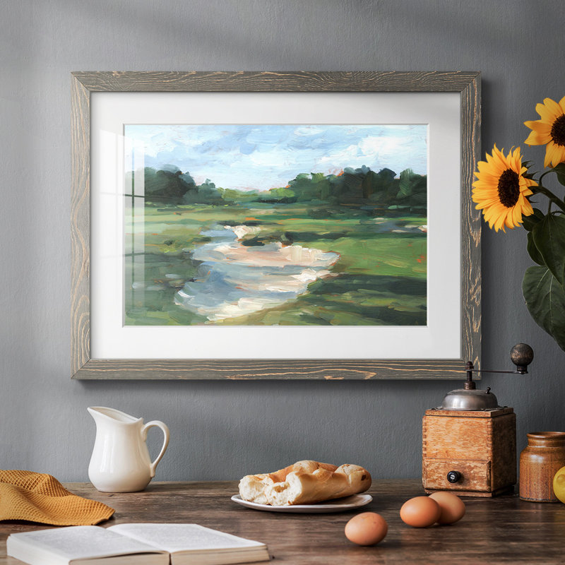 Étude de terrain de golf I - reproduction encadrée rustique avec tableau mat, H 14 po x l 20 po, Gris