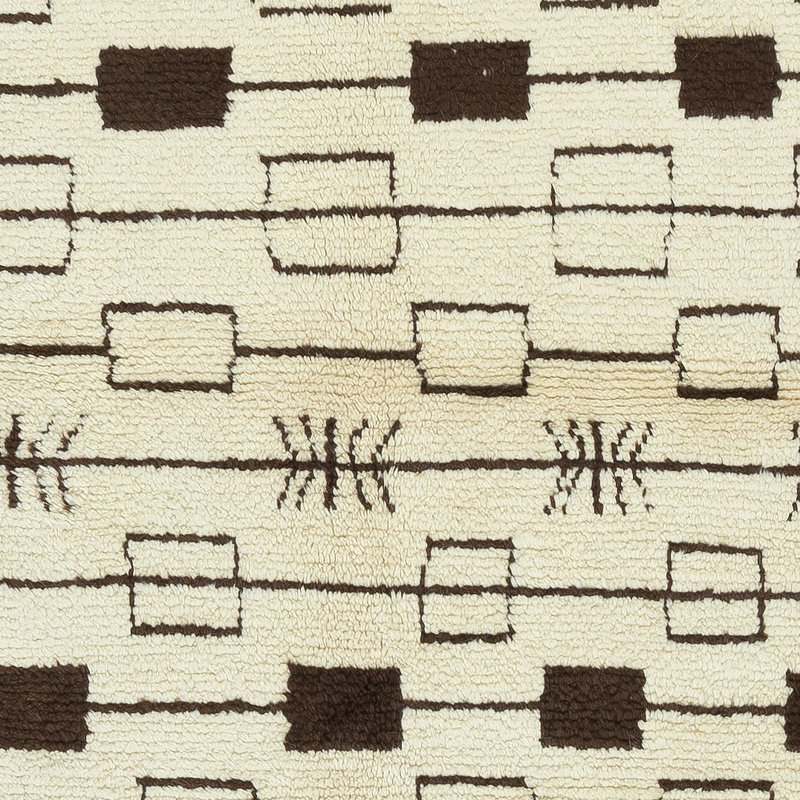 Tapis contemporain marocain Tulu, 100% laine naturelle non teinte, options personnalisées disponibles