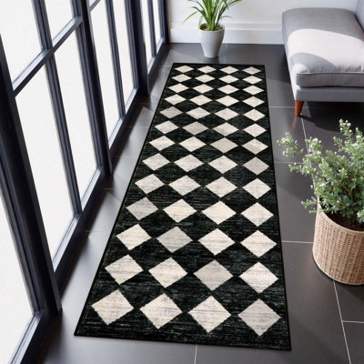 Tapis de couloir marocain - tapis de couloir noir 2 x 8