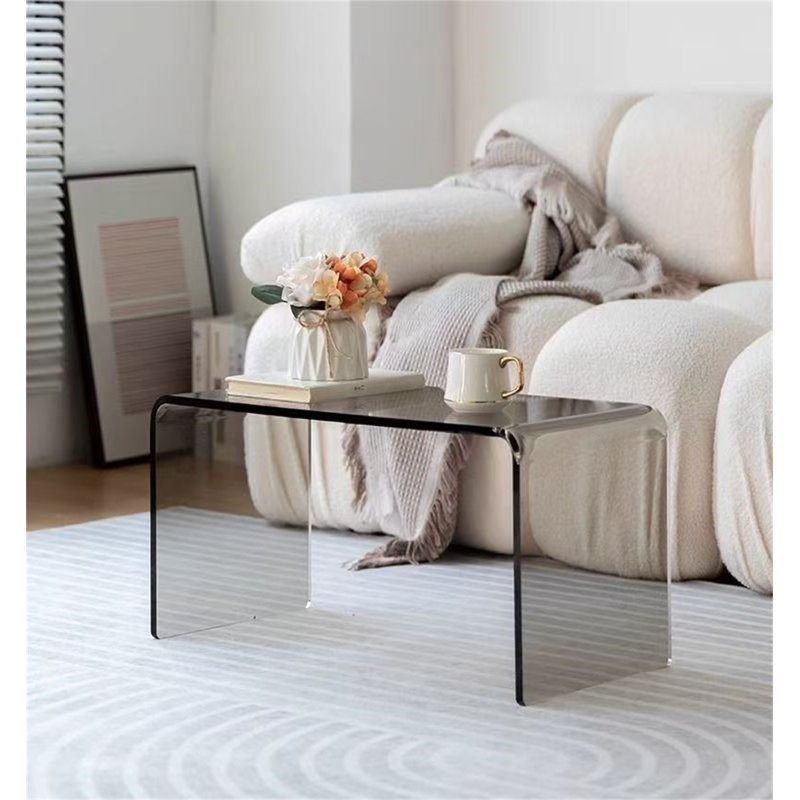 Clear Acrylic Side Table - Modern Minimalist End Table, Lightweight Nordic Design Coffee Table for Living Room, Bedroom & Bay Window