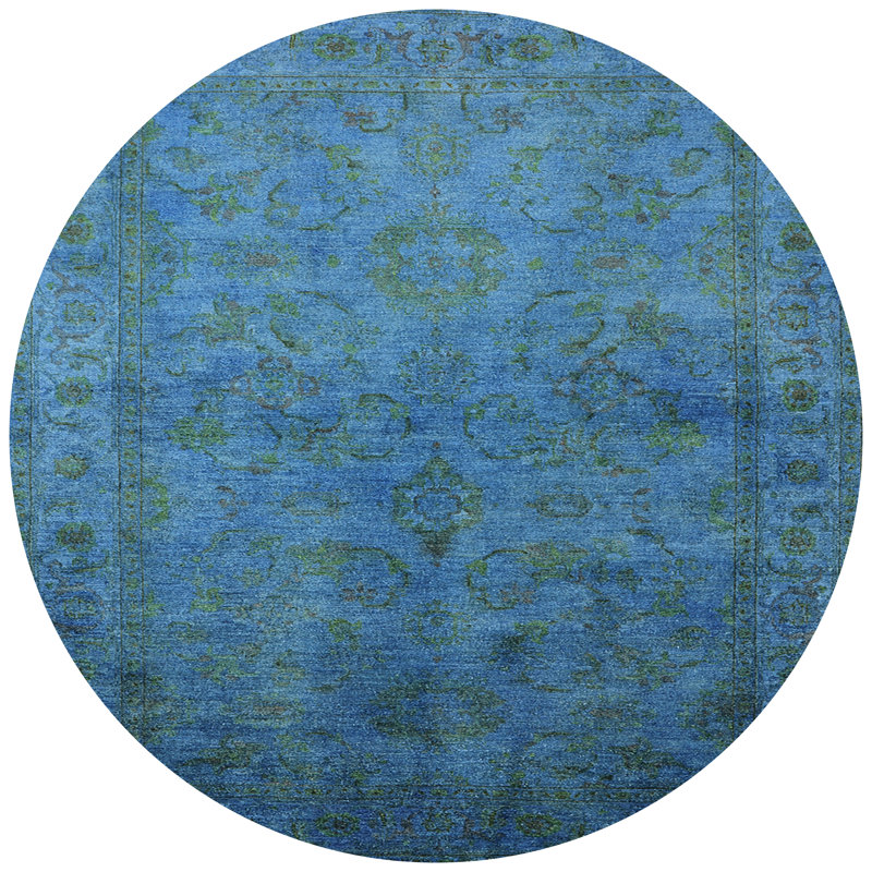 Tapis oriental bleu, Rond 8 pi