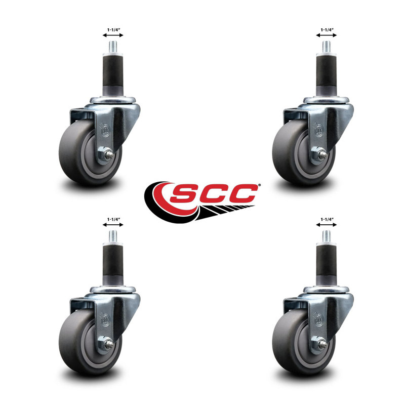 Ensemble de roulettes extensibles en caoutchouc de 3 po pivotant sur roues en caoutchouc thermoplastique 3 pouces SCC