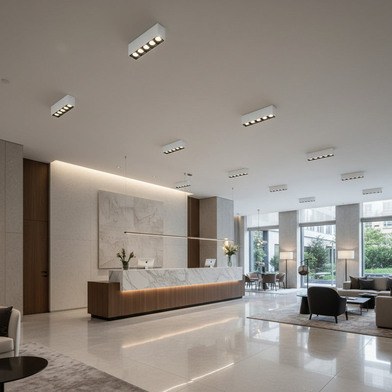 UltraBeam White Modern Surface Mount Ceiling Downlight - Anti Glare Design , 6.6cm H x 19.4cm W x 6.6cm D
