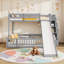 Lit superposé simple au-dessus de double avec glissière et escalier de rangement amusant et fonctionnel - Fabrication en bois de pin massif pour enfants-133262753