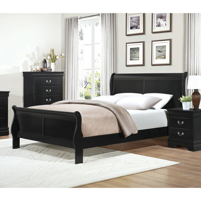 Traditional Black Queen Bed, Comes With Headboard, Piece Unit Classic Bed In Black, Style