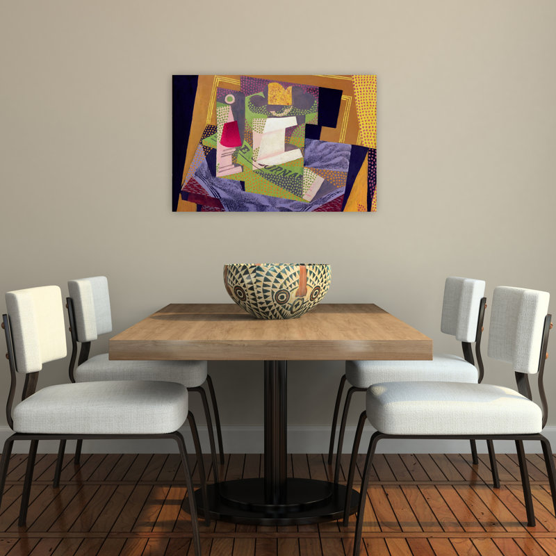 Composition sur une table, 1916, estampe d'art mural abstrait contemporain, 24" H x 36" W