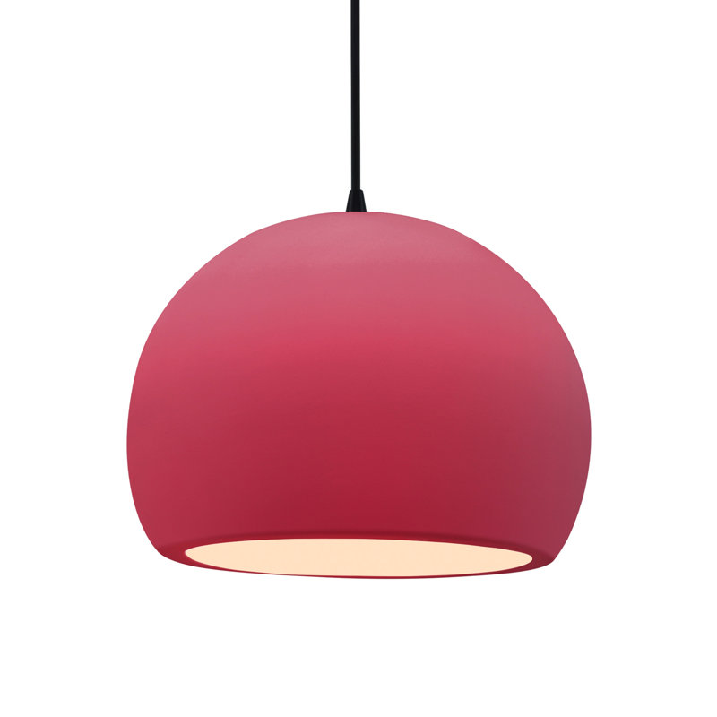 Luminaire suspendu à 1 lumière Aschwin, H 9,25 po x l 12,25 po x P 12,25 po, Cerise, Noir mat