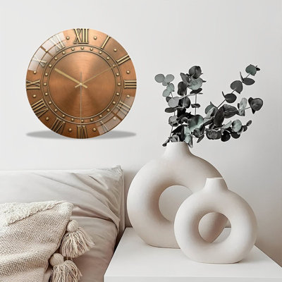 12-Inch Silent Tempered Glass Wall Clock, " Bronze Clock Face ” Silent Non-Ticking Clock, Battery Operated (AA Batteries Not Included), Artistic Home Decor